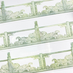 手帐分装胶带u29石栏2绿zero桥围栏景古风PET素材账流麻贴纸咕卡