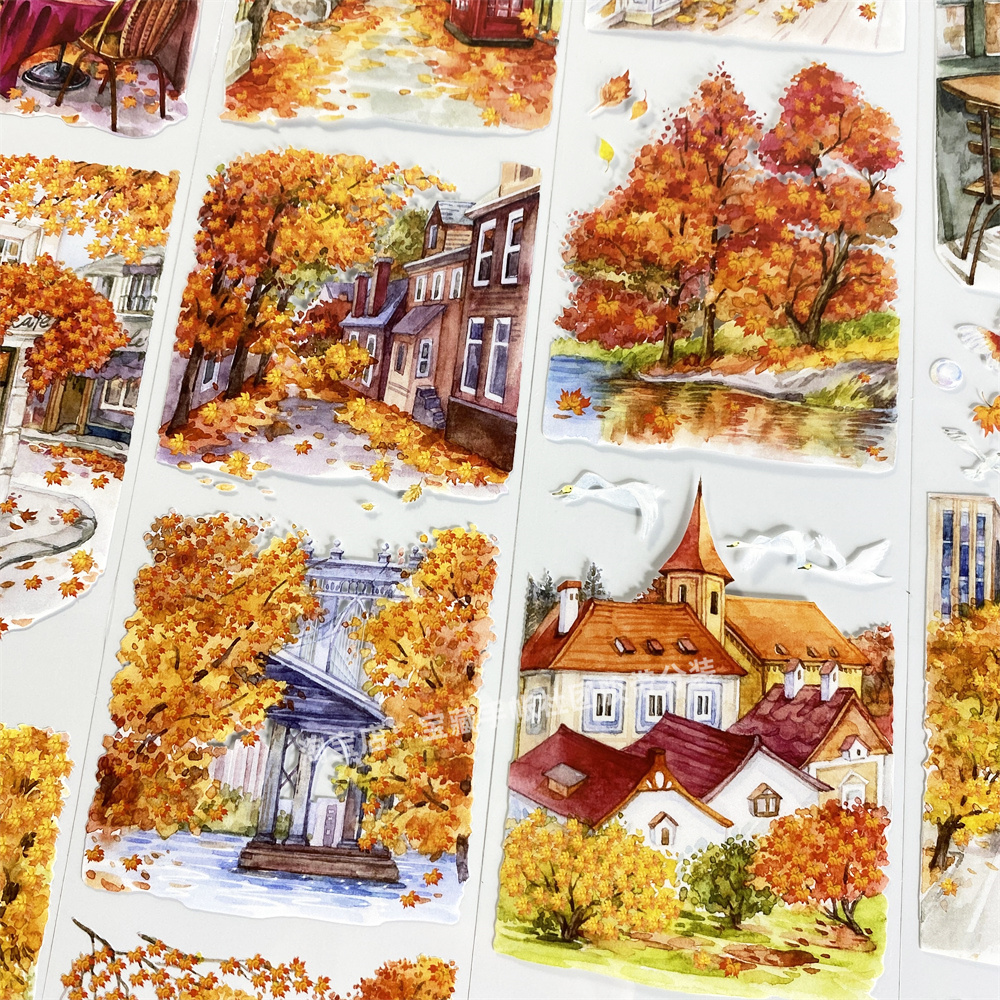 手帐分装胶带a744秋日街角欣甜工作室PET古风素材账流麻diy贴纸