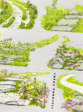 手帐分装胶带p58芳草青阶2zero石头路PET古风素材账流麻贴纸咕卡