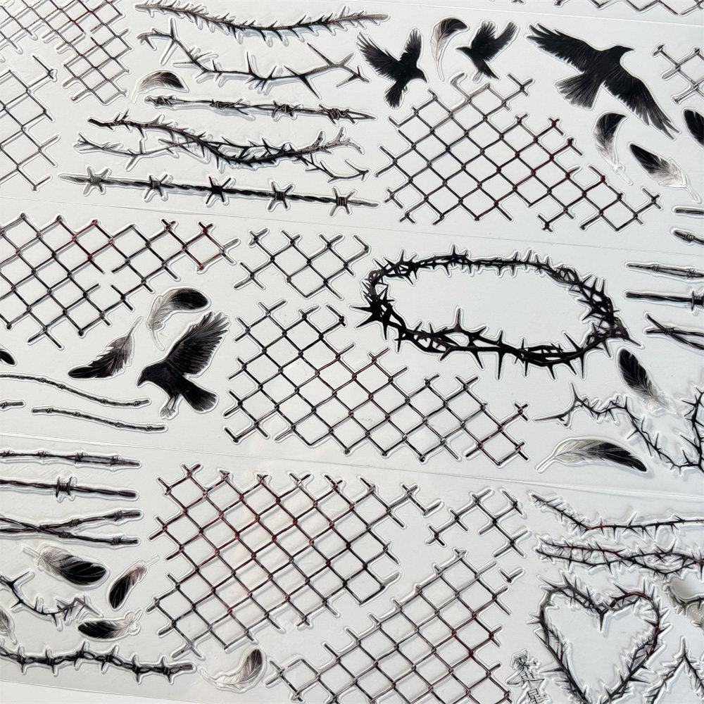 手帐分装胶带b111猩红荆棘雾中星文创古风PET素材账流麻贴纸咕卡