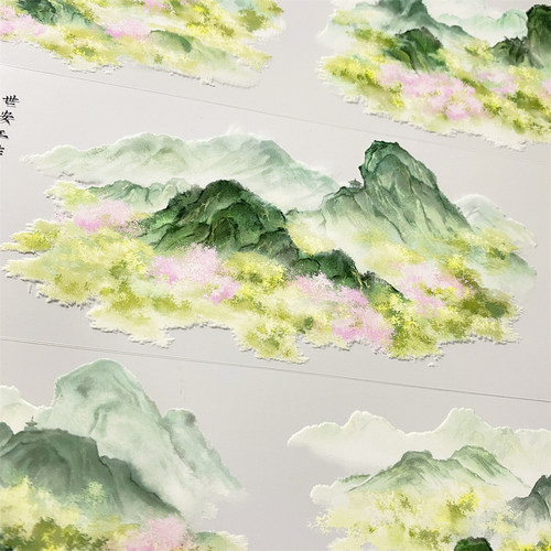 手帐分装胶带k72一山春色世安工作室 PET古风素材账流麻贴纸咕卡