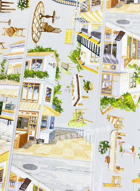 手帐分装胶带a703景岸小筑景物志休闲PET古风素材账流麻贴纸咕卡