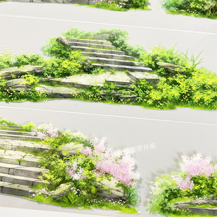 手帐分装胶带a244芳草拾级二景物志古风PET素材账流麻贴纸咕卡景