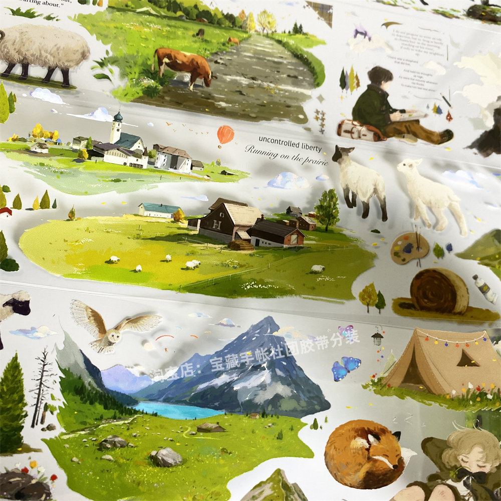 手帐分装胶带z44山野的风MOODTAPE田园风景PET素材账流麻diy贴纸