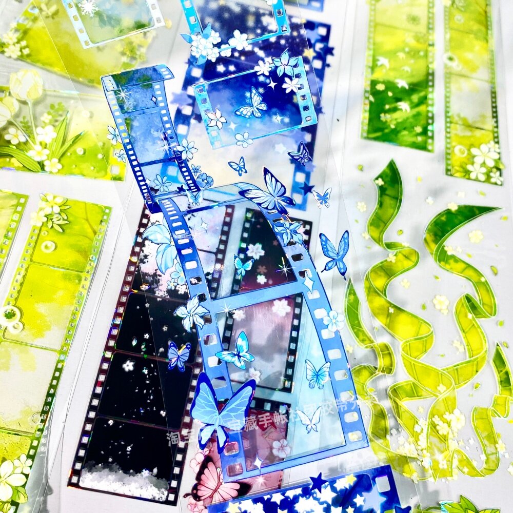 手帐分装胶带四季胶带风见幸山春夏秋冬胶片PET素材账流麻diy贴纸