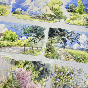 手帐分装 胶带a857青郊如故wines郊外古风PET素材账流麻贴纸咕卡