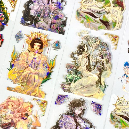手帐分装胶带宝石印刻李富贵旧漫画人物奢PET素材账流麻diy贴纸