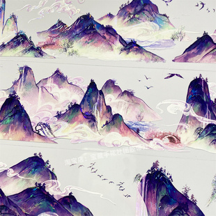 手帐分装胶带z66日照香炉李富贵古风PET素材账手机壳贴纸飞鸟远山