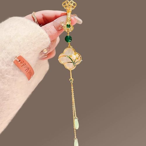 古风气质如意兰花吊坠压襟旗袍