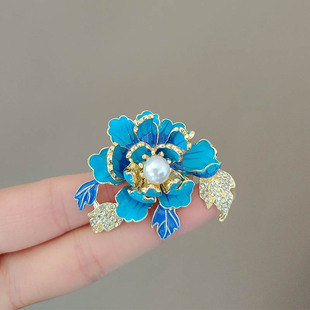 丨1折专区丨品牌撤柜丨珐琅牡丹花胸针高级感小众高端高档珍珠