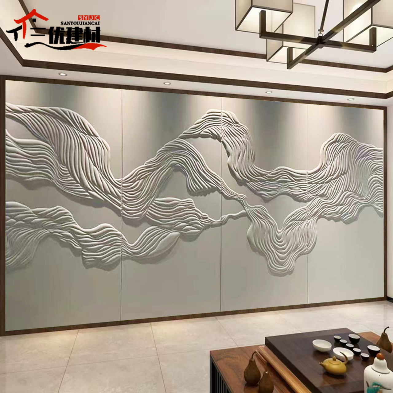 定制新中式3d透光立体皮雕