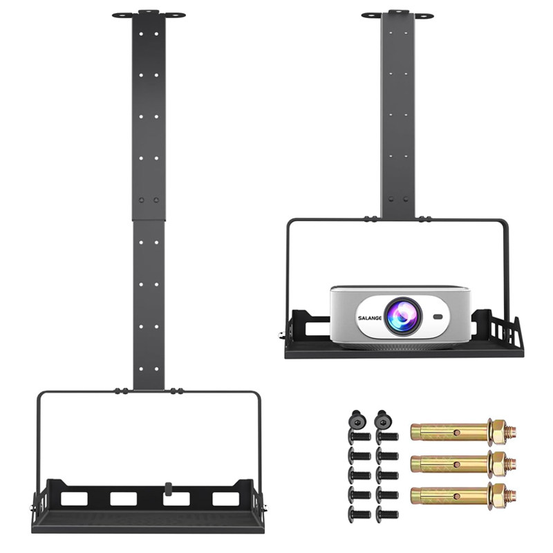 投影机吊装支架 可调节高度角度吊顶天花板/壁挂式支架带托盘 重型支架承重达10KG 非常适合家庭影院和办公室