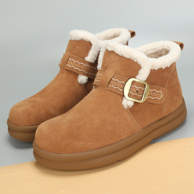 2025冬季新款大码女鞋41到43时尚复古雪地靴加绒勃肯棉靴大号短靴