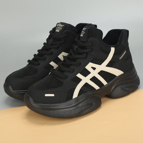 2025冬季新款大码女鞋41到43加肥加绒高帮运动休闲老爹鞋大号