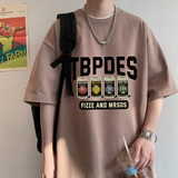 T786P26短袖t恤男2025新款夏季潮牌青少年五分袖宽松重磅，男装T恤，星座304A-1