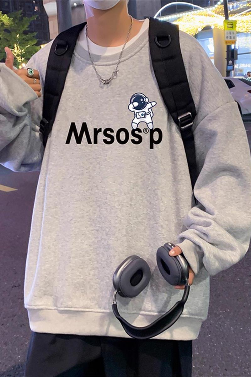 W369P35加绒45新品圆领卫衣套头宽松休闲男生内搭打底衫潮,男装卫衣,星座304A-1