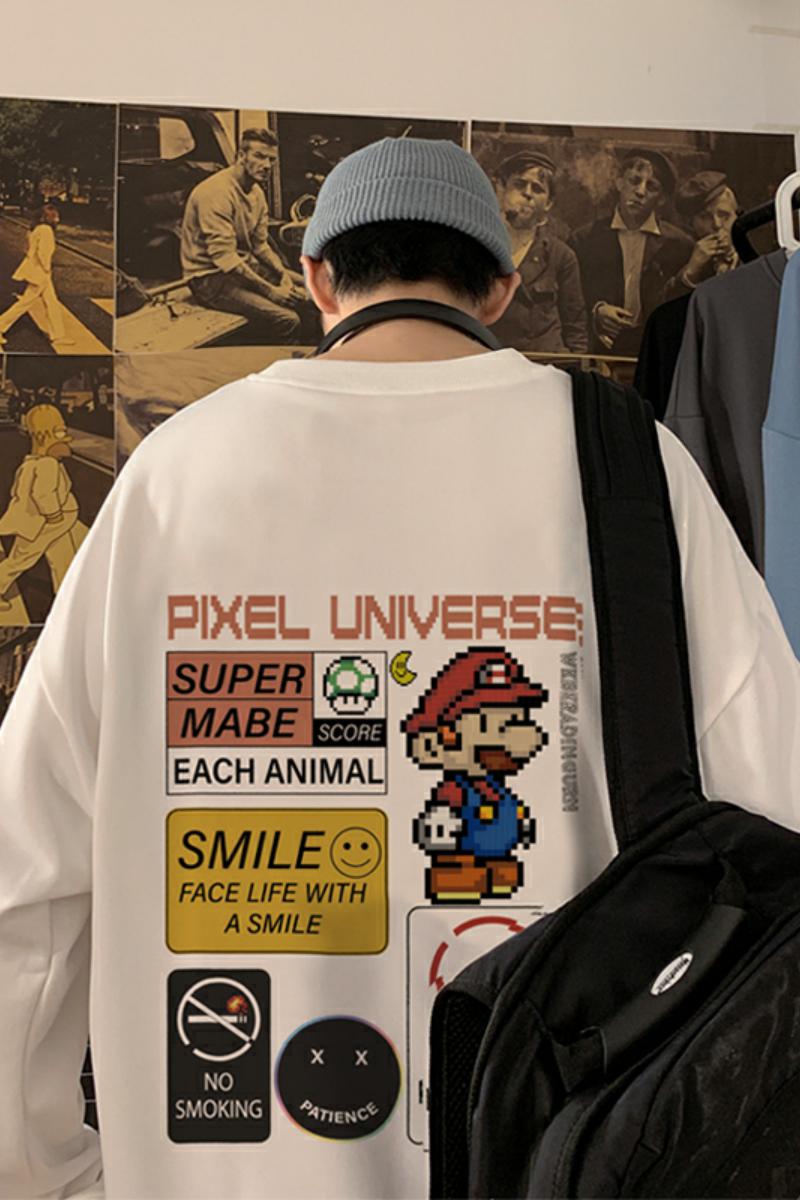 卡通印花卫衣男春秋季2025新款青少年宽松圆领重磅高级感潮牌上衣,男装卫衣,星座304A-1