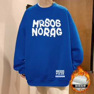 W513BP35加絨45冬款圓領加絨衛(wèi)衣男套頭打底衫無帽寬松潮外套圖片