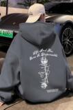 M021KP60秋冬重磅100%棉连帽卫衣男玫瑰字母印花情侣装美式外套，男装卫衣，星座304A-1