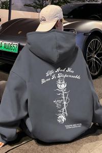 M021KP60秋冬重磅100%棉连帽卫衣男玫瑰字母印花情侣装美式外套,杏色棉服外套怎么搭配图片
