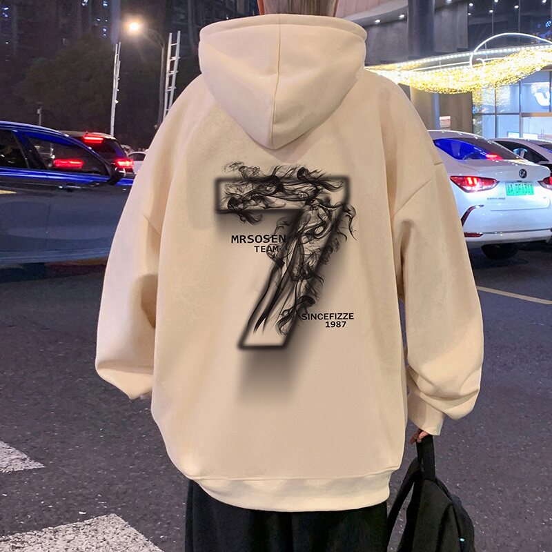 CM080P60新品纯棉连帽卫衣oversize港风宽松烟雾字母休闲帽衫,男装卫衣,星座304A-1
