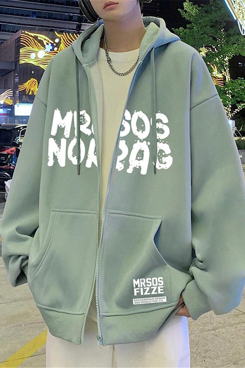H201加绒BP75秋冬加绒加厚卫衣外套宽松连帽拉链开衫衣服,男装卫衣,星座304A-1