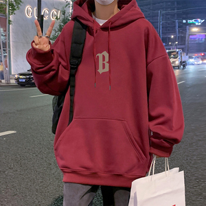 CM06AP60加绒65秋冬纯棉连帽卫衣大码宽松情侣加厚加绒外套图片