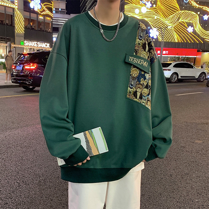 WY001P45加绒60新品刺绣圆领卫衣宽松打底衫套头上衣服休闲,男装卫衣,星座304A-1