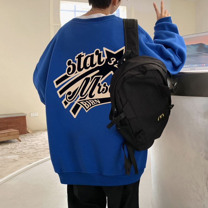 W520KP35冬款OVERSIZE创意字母印花长袖宽松套头圆领百搭卫衣,男装卫衣,星座304A-1