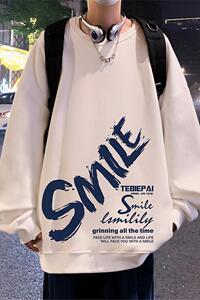 W519P35加绒45新品圆领卫衣宽松长袖打底衫休闲套头内搭上衣服图片