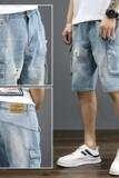 XZ304B-2-KZ706新品多口袋牛仔中裤工装短裤浅蓝色休闲裤，男装牛仔裤，星座304A