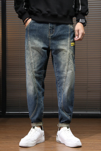 XZ304B-2-KZ0231P65新品复古蓝牛仔小哈伦裤小脚牛仔裤休闲裤图片