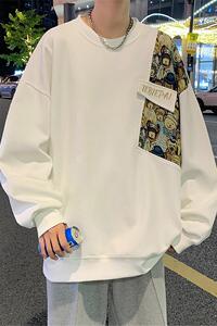 WY001P45加绒60新品圆领卫衣宽松无帽上衣刺绣休闲长袖打底图片