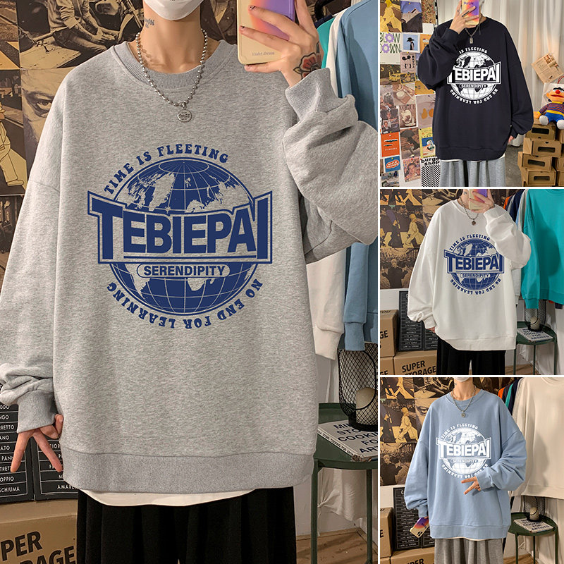 304A-1-W398新品圆领长袖卫衣男潮牌字母宽松港风休闲图片