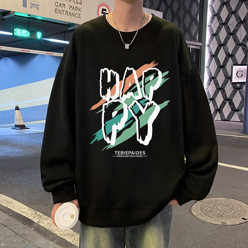 W557P35新品卫衣休闲圆领潮牌男装oversize无帽套头上衣图片