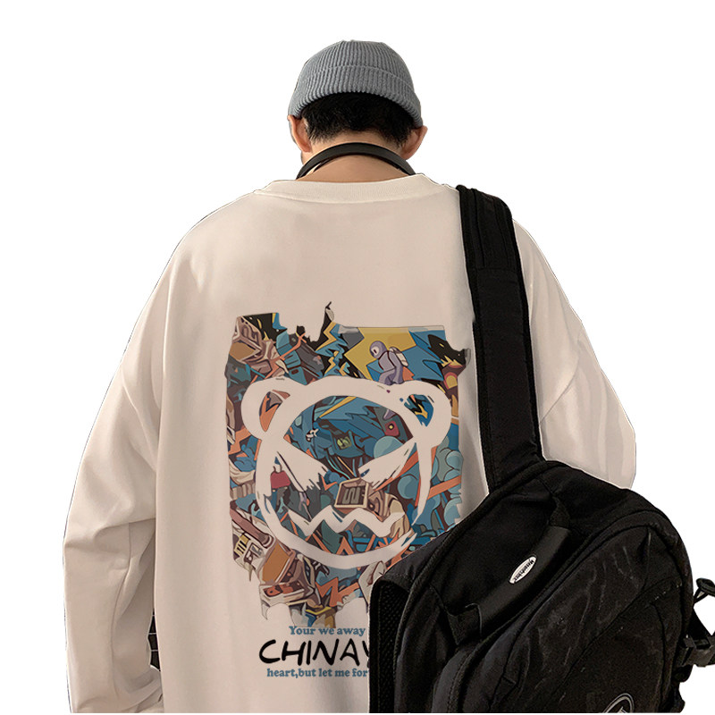 W336P35加绒45新品潮牌恶魔笑脸卫衣男潮ins长袖打底衫,男装卫衣,星座304A-1