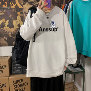 W369P35加绒45新品无帽加绒卫衣男打底衫圆领宇航员休闲图片