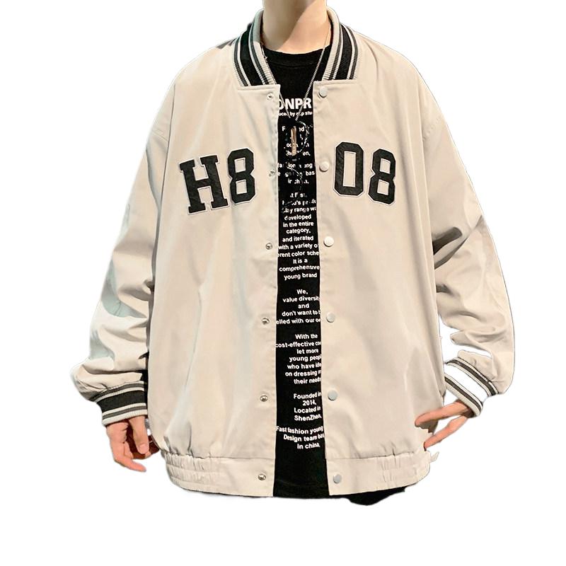 H135AP75秋冬高街棒球服男夹克韩版宽松字母立领情侣上衣服,男装夹克,星座304A-1