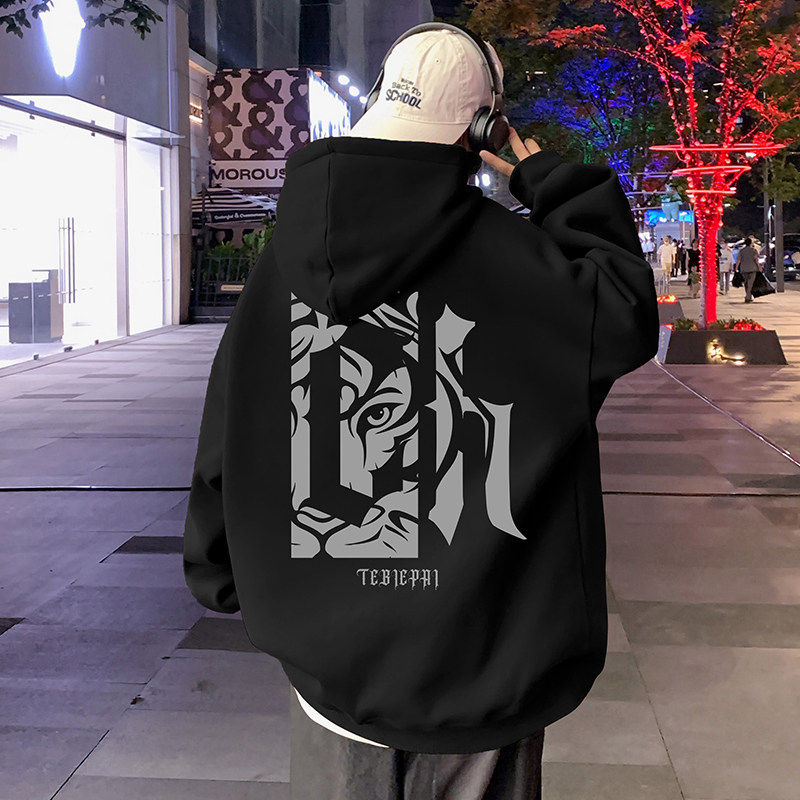 M033P60新品连帽卫衣休闲上衣复古高街帽衫oversize宽松外套,男装卫衣,星座304A-1