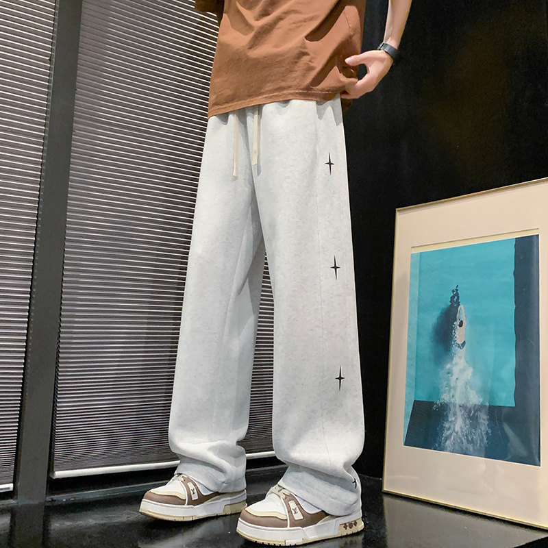 K901P48新品vibe高街阔腿卫裤直筒休闲长裤宽松运动裤子,男装休闲裤,星座304A-1