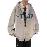 H177AP70加绒75秋冬棉涤双层复合连帽卫衣外套复古情侣拉链开衫，男装卫衣，星座304A-1