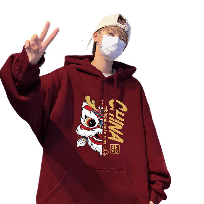 CM060AAP60加绒65秋冬卫衣加绒加厚连帽运动帽衫醒狮印花纯棉卫衣,男装卫衣,星座304A-1
