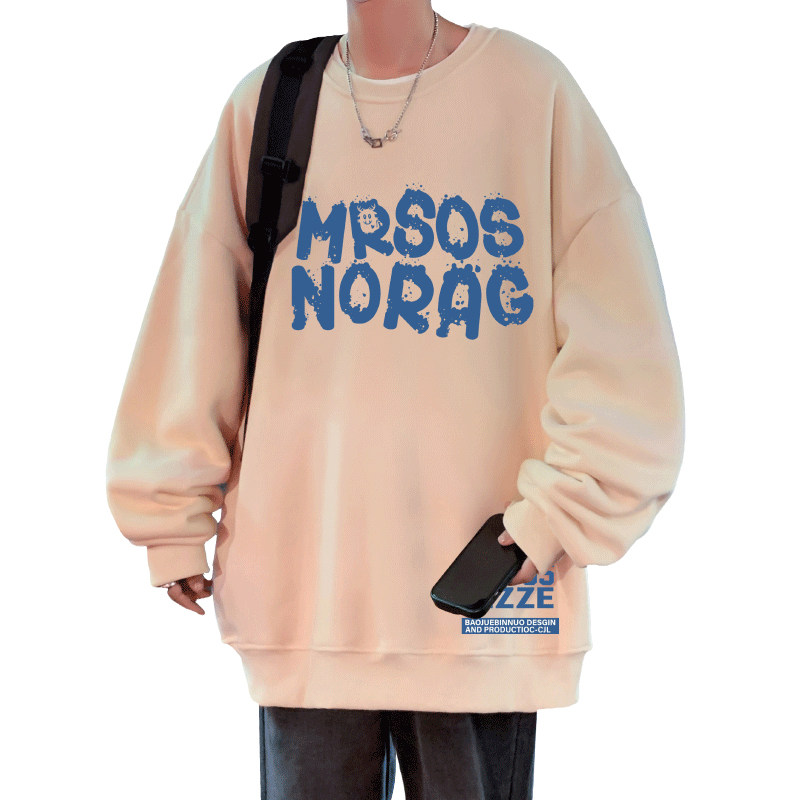 W513P35加绒45新品卫衣圆领加绒宽松休闲套头衣服男生打底衫内搭,男装卫衣,星座304A-1