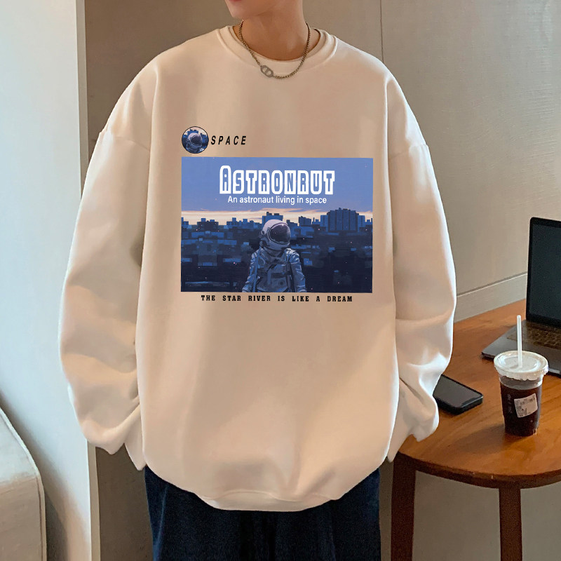 W375加绒BP45冬款卫衣男内搭加绒加厚打底衫宇航员印花外套,男装卫衣,星座304A-1