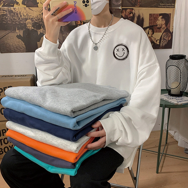 304A-1-W319P35新品卫衣男女同款ins潮牌春秋季笑脸长袖打底休闲,男装卫衣,星座304A-1