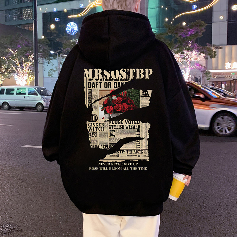 CM03P60加绒65新品卫衣重磅纯棉复古玫瑰纯棉帽衫休闲长袖外套,男装卫衣,星座304A-1