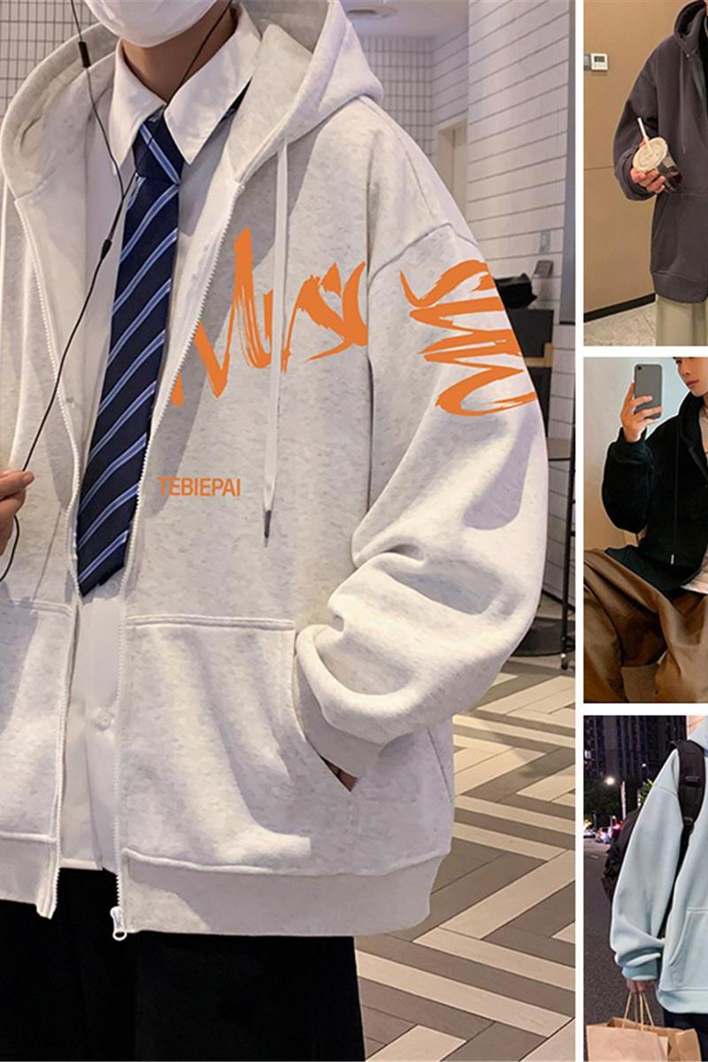 H181常规P70加绒75新品棉60%高品连帽涂鸦卫衣外套男开衫夹克休闲,男装卫衣,星座304A-1