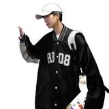 H135BP75秋冬高街棒球服男夹克韩版宽松字母立领情侣上衣服，男装夹克，星座304A-1
