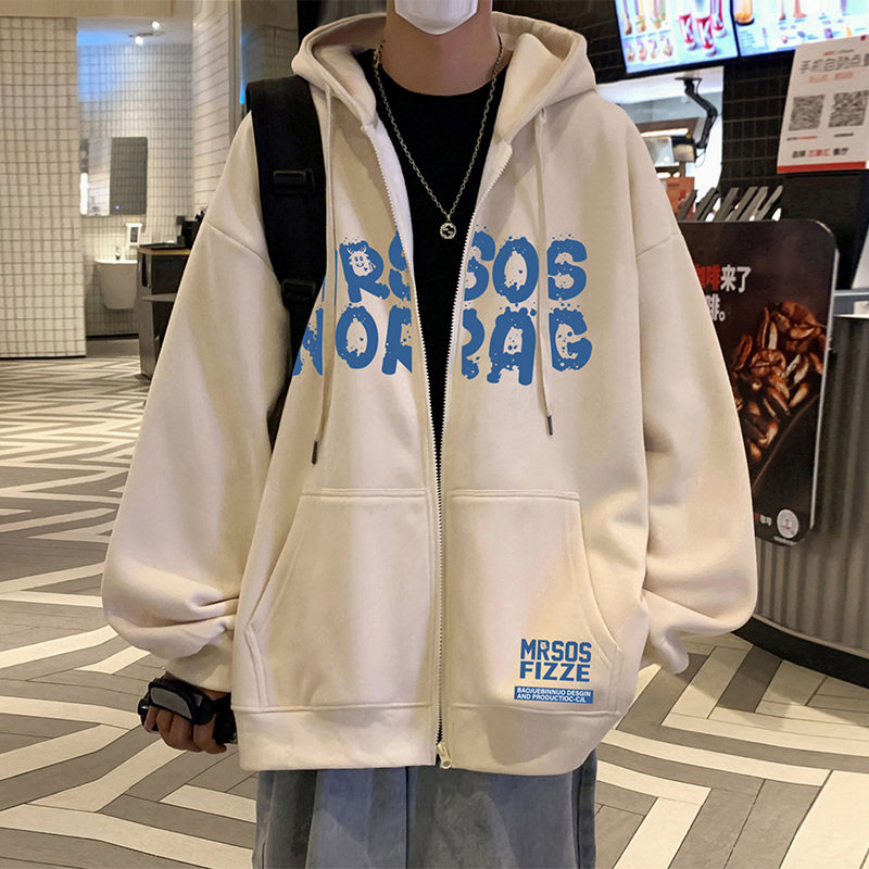 H201加绒P75新品加绒加厚卫衣外套宽松连帽拉链开衫衣服,男装卫衣,星座304A-1