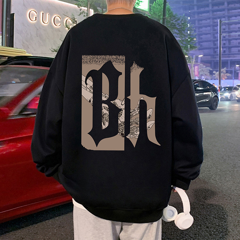 W525P35加绒45新品卫衣休闲oversize宽松外套长袖打底圆领衣服,男装卫衣,星座304A-1